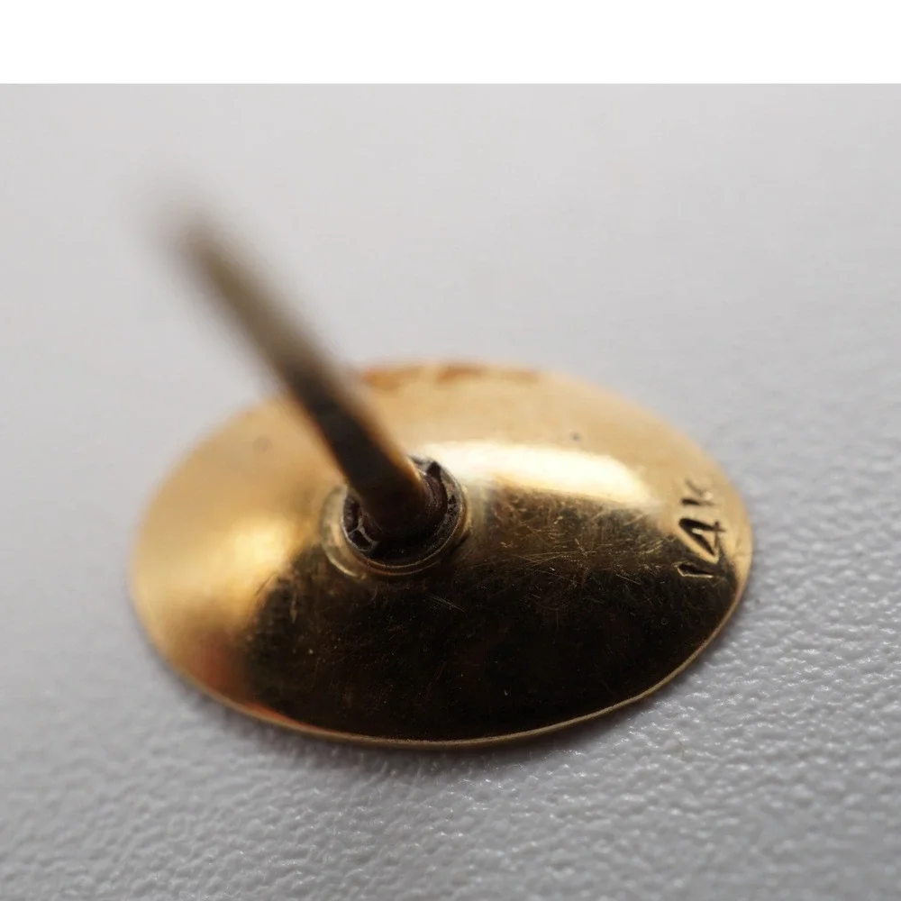 Vintage 14K Yellow Gold Starburst Oval Tie Tack with Safety Chain 0.48g